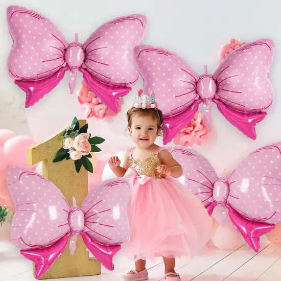 12 Pcs Pink Bow Balloons for Girls {3}