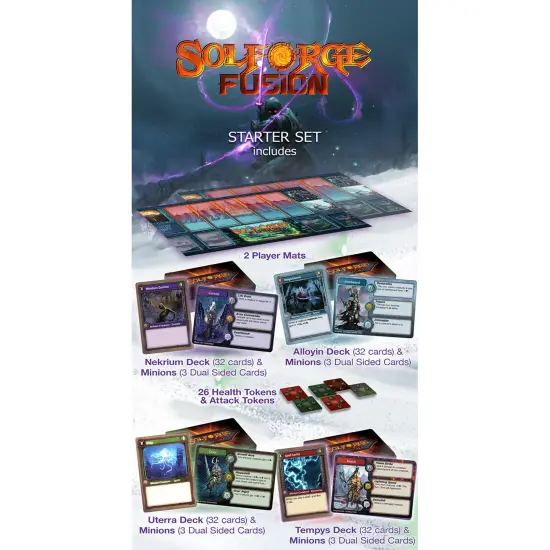 SolForge Fusion: Starter Kit - The Hybrid Deckbuilding Card Game, Everything To Get Started, 4 Faction Decks, Lane Based Combat, Tabletop & Online {4}