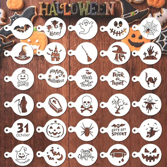 30 Pieces Halloween Cookie Stencils(Classic Style,Painting,Tool) {1}