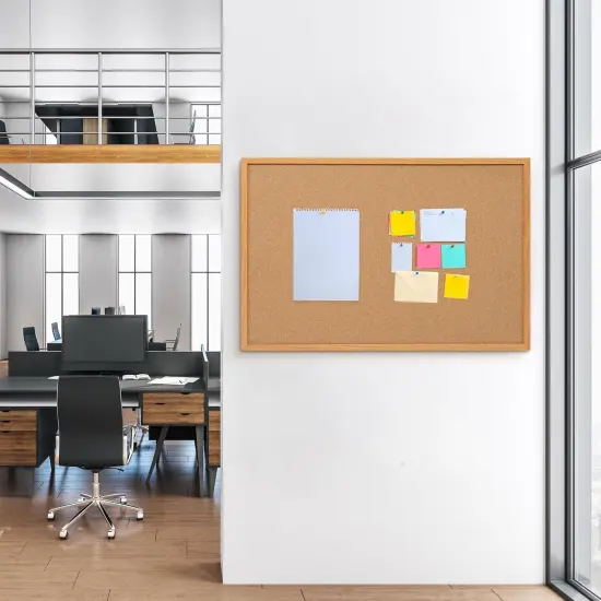 Cork Bulletin Board with 15 Push Pins - 24" x 36" (Wood Framed) {3}