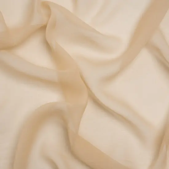 1 Yard Beige Solid Silk Georgette Fabric Lightweight Flowing Draping 53 Inch Width {1}