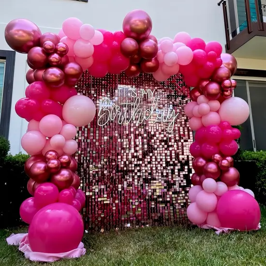 Set 12 Inch Hot Dark Magenta Light Pastel Pink(pink) {6}