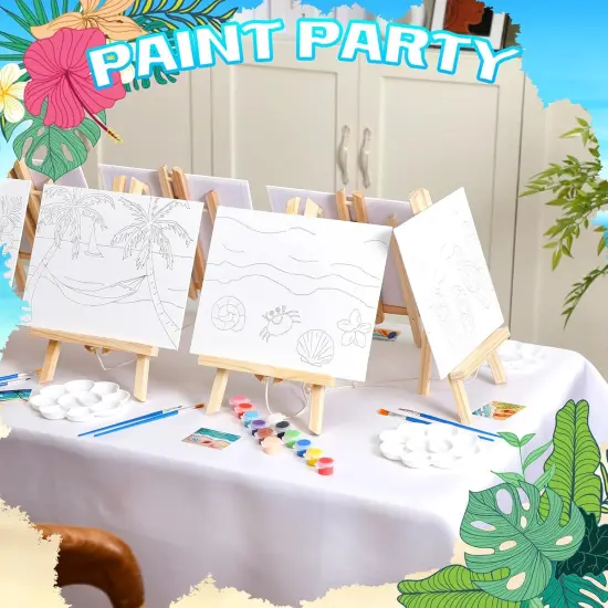 12 Pcs Pre Drawn Canvas for Painting for Adults 8 x 8 Inch Canvas Painting Kits Stretched with Drawing 8 x 8 inches {5}