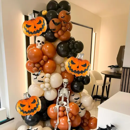 Pumpkin Balloons Orange Sand White Black Balloon(Orange Black Sand White) {2}