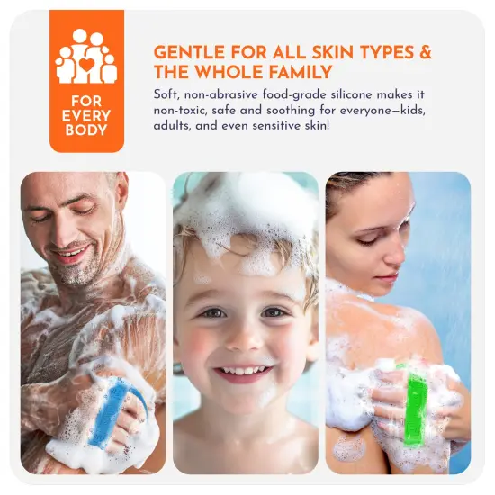 Swirl Scrubber: Antimicrobial Silicone Body Scrubber - Green - Shower Hanger & Sticker, Lymphatic Support, Deep Exfoliation-Cleansing, Family Hygiene {5}