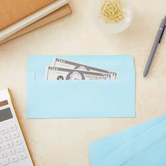 100 Pack #10 Light Blue Envelopes with Square Flap for Mailing Letters, Invitations (4 1/8 x 9 1/2 In) {5}