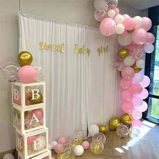 2 Inch Pastel Pink Pearl White Metallic Chrome Gold Confetti Latex Balloons(Pink White Gold) {6}