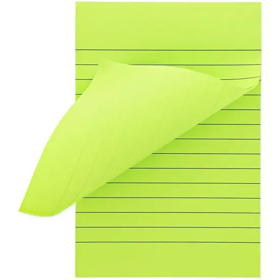 8-Pack Lined Sticky Notes in Bright Neon Colors, Self-stick Memo Notepad 4" x 6" for Office & School Multicolor {4}