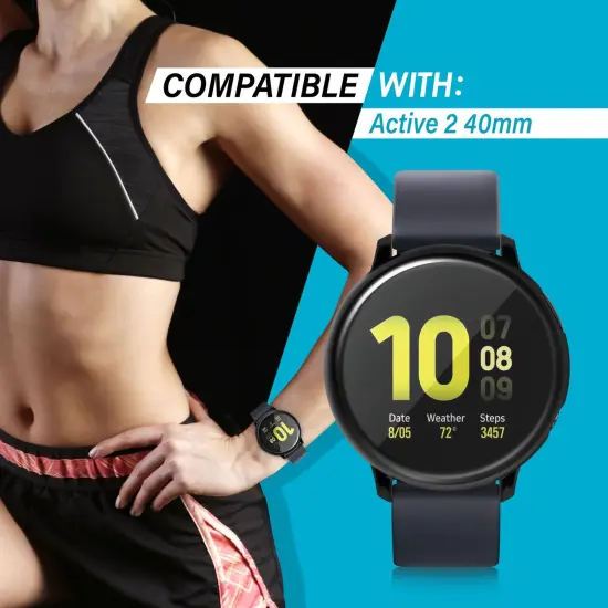 Insten 2-Pack Case For Samsung Active 2 40mm, Built in Screen Protector Soft TPU Bumper Cover, Full Around Coverage (Black + Rose Gold) {6}