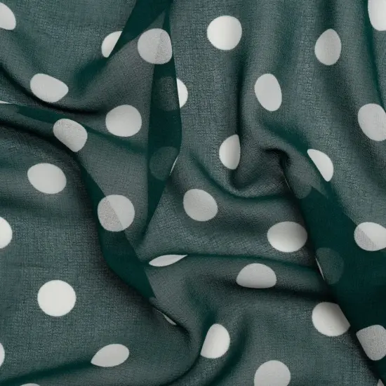 1 Yard Teal and White Polka Dot Nylon Georgette Lightweight Fabric for Dressmaking 59 inch Width {2}