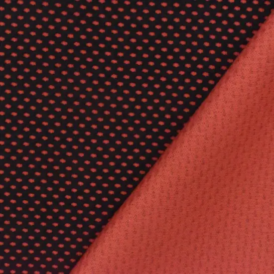 Sunset Orange-Black Mesh Stretch Double Knit Fabric By the Yard {1}