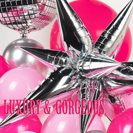 Hot pink and silver disco balloon(Hot Pink and Silver) {6}