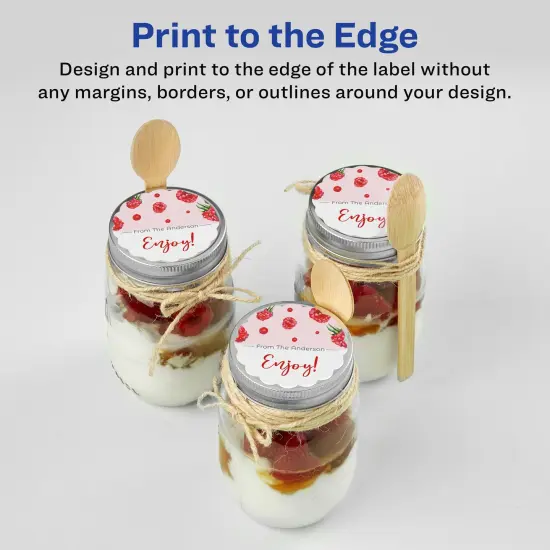 Avery Durable Waterproof Round Scalloped Labels with Sure Feed, 2.5" diameter {3}