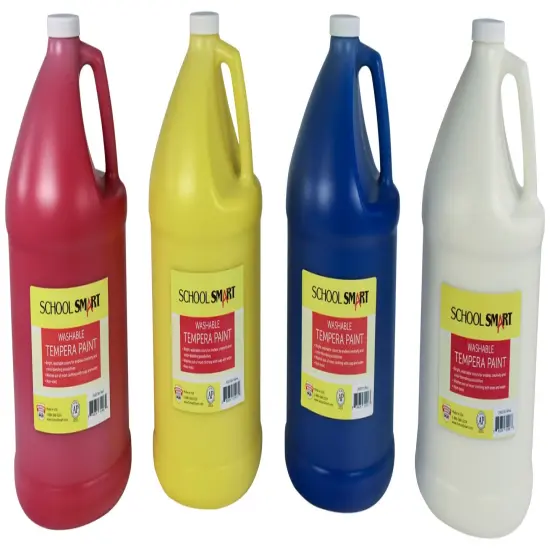 School Smart Washable Tempera Paints, 1 Gallon Bottles, Assorted Colors, Set of 4 {1}