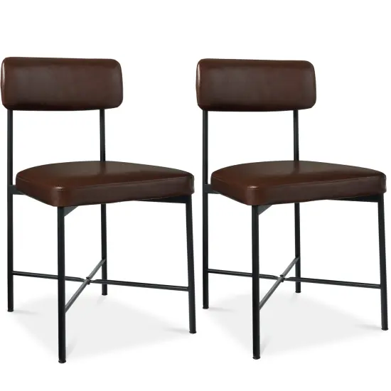 Best Choice Products Faux Leather Dining Chair Set of 2, Standard Height w/ Metal Frame Mocha Brown {1}