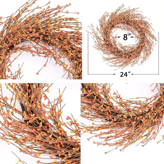 Orange Berry Autumn Fall Wreaths - 24 Inches {2}