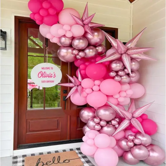 Pink Balloon Garland Arch Kit with Star Foil Balloons (Pink) {2}