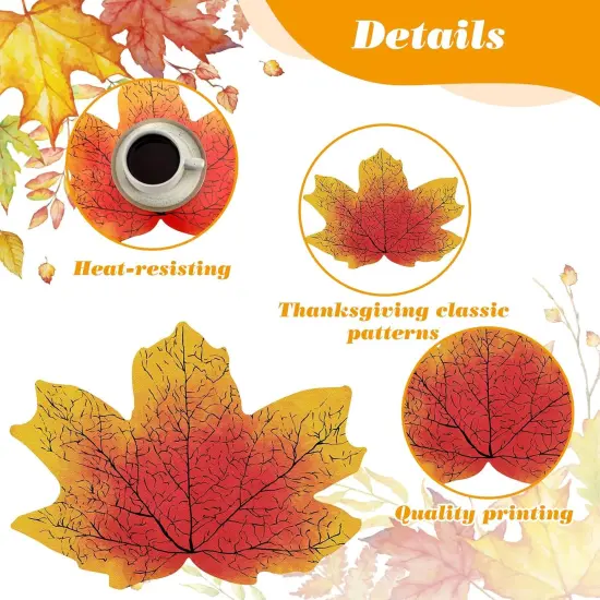 60 Pcs Fall Maple Leaf Paper Placemats(Halloween) {2}