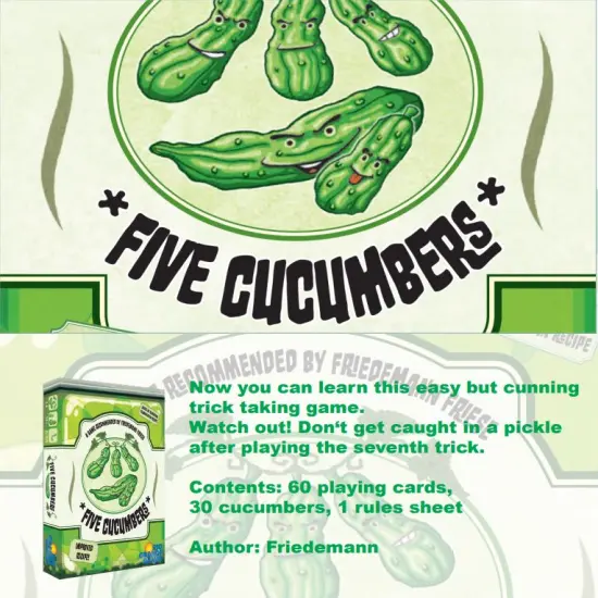 Rio Grand Games: Five Cucumbers - Trick Taking Card Game, Agurk Variant, Competitive Play, Avoid Getting The Cucumber, Ages 14+, 2-6 Players, 30+ Mins {4}