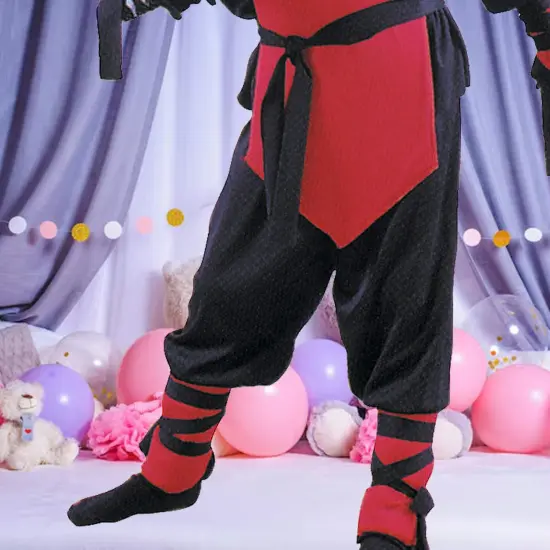 Ninja Complete Red Costume for Kids with Mask and Full Warrior Set {4}