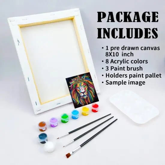 Pre Drawn Canvas Painting Kit - 8x10 (Lion King) {5}