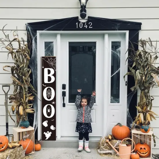 Halloween Porch Boo Sign for Front Door (	Black-BOO) {5}