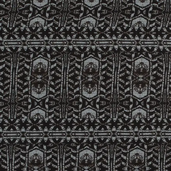 1 Yard Black Coffee Tribal Printed Silk Chiffon 51" Wide Sheer Fabric for Maxi Dresses & Waterfall Tops {1}