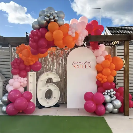 150pcs Hot Pink Balloons Different Sizes Pack (	Hot Pink) {4}