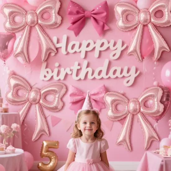 4 Pcs Pink Bow Balloons (Pink Bow) {6}
