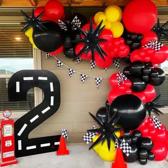 8 Pcs Black Star Foil Balloons Large Explosion Mylar Balloons(Conjoined Black) {3}