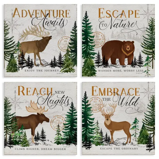 Stupell Industries Ivory Pines Adventure Sayings 4pc Canvas Set, design by Jennifer Pugh {1}
