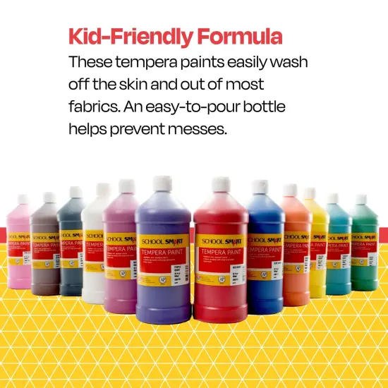 School Smart Washable Tempera Paints, Assorted Colors, Quart Set of 12 {5}