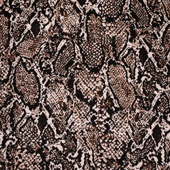 Brown-Beige-Multi Polyester Reptile Skin Printed Charmeuse Woven Fabric By the Yard {3}