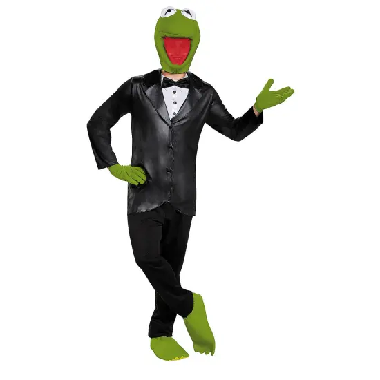 Mens Kermit The Frog Tuxedo Costume with Headpiece and Shoe Covers {1}