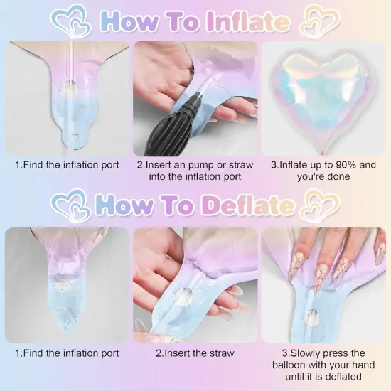 12Pcs 18Inch Iridescent Heart Shaped Foil Helium Polyester(Iridescent) {6}