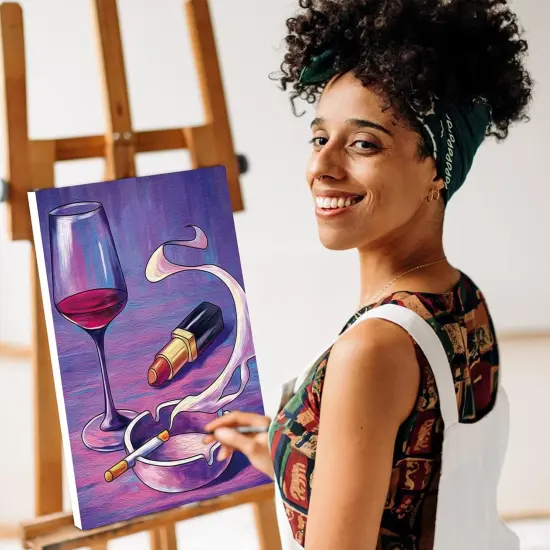 Canvas Painting Kit Paint and Sip Kit for Adults Pre Drawn Canvas for Painting （8x10） {3}