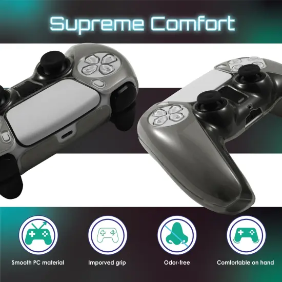 Insten Transparent Case For Sony Playstation PS5 Controller, Protective Hard Shell Cover, Clear Black {4}