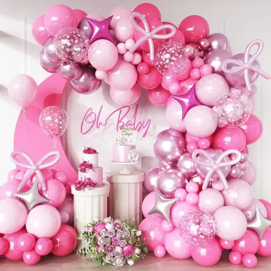 Hot Pink Balloons Garland Arch Kit (Hot Pink - Star) {1}