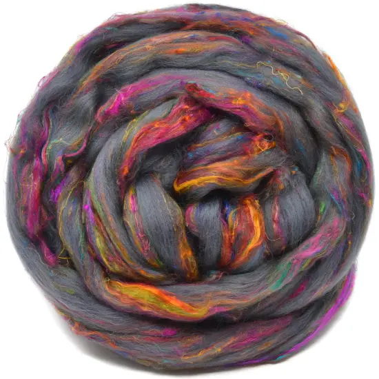 Merino Sari Blend - Merino Wool & Sari Silk Roving Fiber. Super Soft Combed Top For Hand Spinning, Needle Felting, Wet and Nuno Felting. Dharma {1}