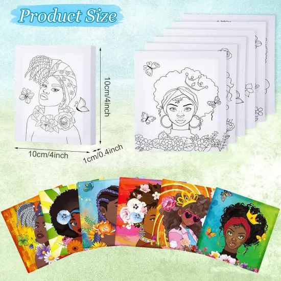 12 Pcs Pre Drawn Canvas - 4 x 4 Inch (African Queen Style) {2}