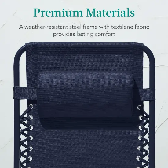 Best Choice Products Monochromatic Zero Gravity Chair, Folding Patio Recliner w/Side Tray, Headrest Navy {5}