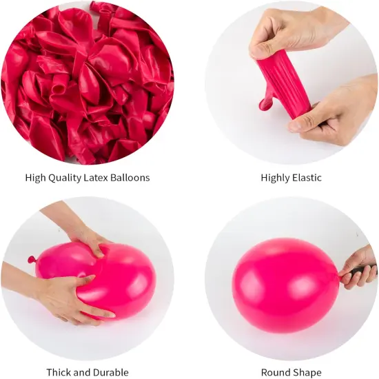140pcs 18 12 10 5 Inch Different Sizes Pack Party Latex Balloons (Hot Pink {3}