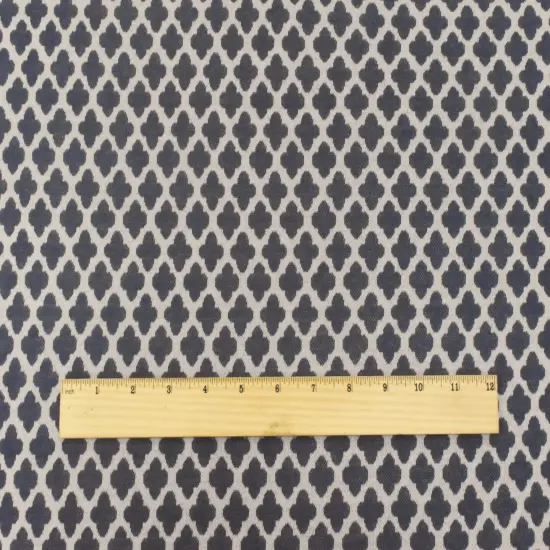 Dusty Blue-Taupe Quatrefoil Poly-Cotton Stretch Double Knit Fabric By the Yard {5}