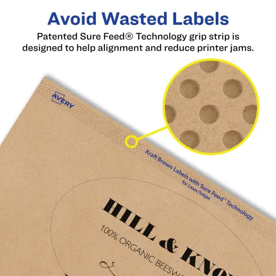 Avery Kraft Brown Oval Labels with Sure Feed, 4" x 6" {4}