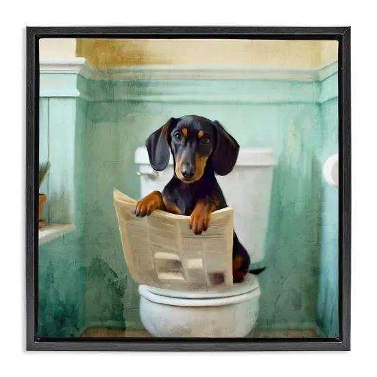 Stupell Industries Light Reading Dog Toilet Floating Frame, design by Kim Allen {7}