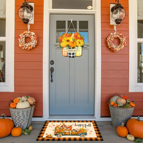 Door Sign Pumpkin Maple Leaf Welcome Wood Door(Fally) {4}