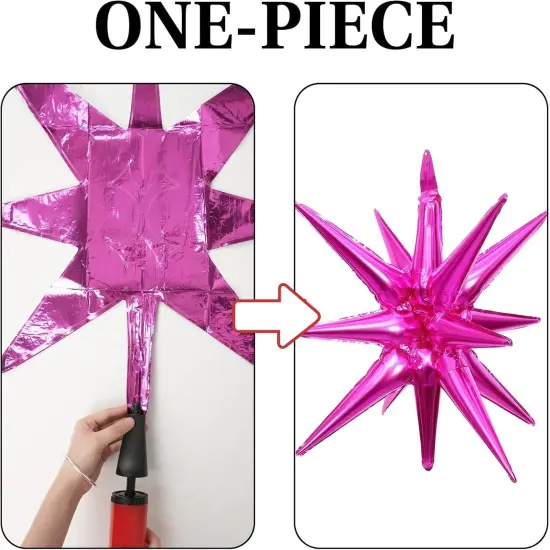 One-Piece, 27/22 Inch Foil Star Explosion Balloons(Hot Pink) {4}