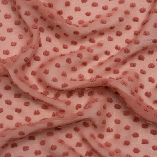 1 Yard Rose Pink Silk Swiss Dot Georgette Fabric Lightweight Polka Dots 51 Inch Width {1}