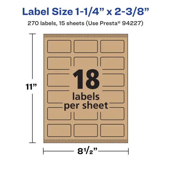 Avery Kraft Brown Rectangle Labels with Sure Feed, 1-1/4" x 2-3/8" {5}