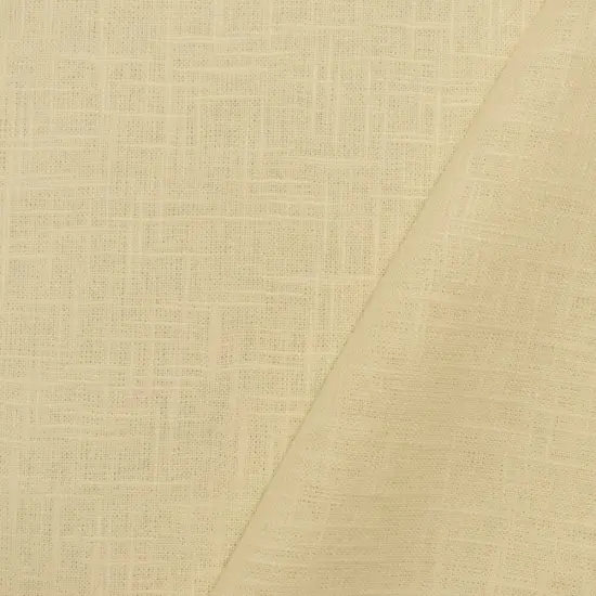 Beige Linen-Viscose Cross Hatch Slubbed Solid Hopsack Woven Fabric By the Yard {1}